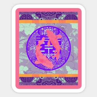 Double Happiness Koi Fish #6 with Purple Symbol - Hong Kong Pop Art Sticker